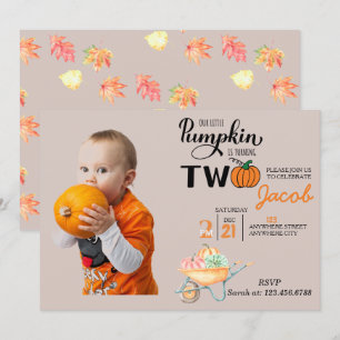 Little Pumpkin 2:a födelsedagen Barns födelsedag P Inbjudningar