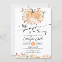 Little Pumpkin Autumn Blommigt Fall Baby Shower