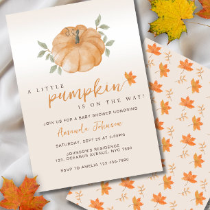 Little Pumpkin Autumn Fall Baby Shower Inbjudningar