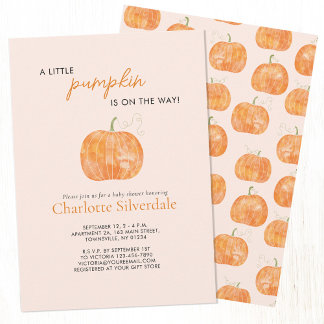 Little Pumpkin Autumn Fall Baby Shower Inbjudningar