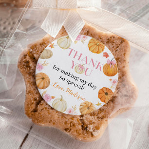 Little Pumpkin Autumn Fall Girl Birthday Runt Klistermärke