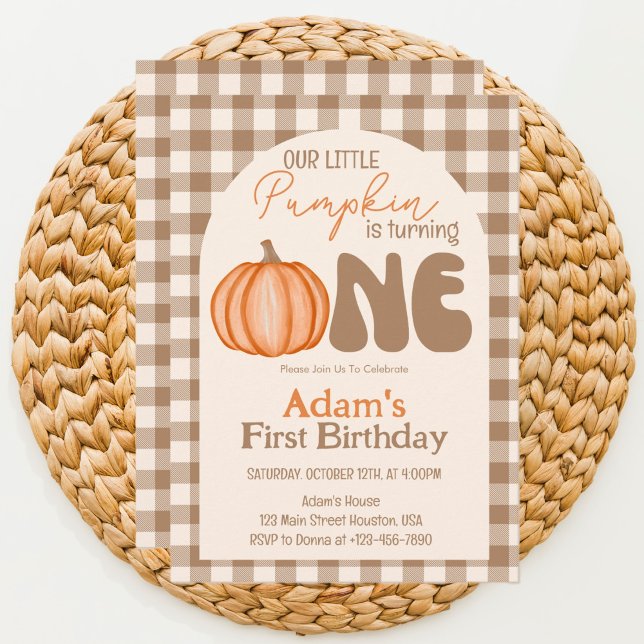Little Pumpkin Autumn faller första födelsedag Inbjudningar (Skapare uppladdad)