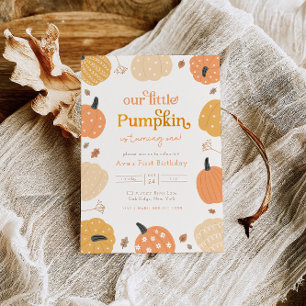Little Pumpkin Autumn First Birthday Inbjudningar