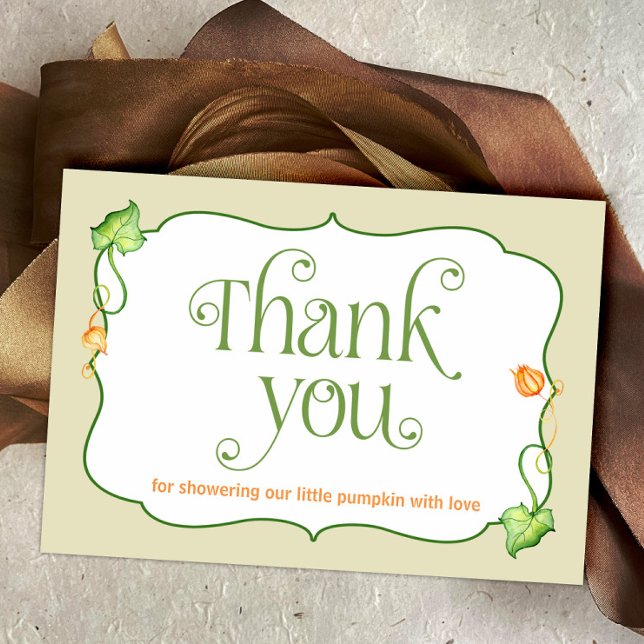 Little Pumpkin Autumn Gender Neutral Baby Shower Tack Kort (Little Pumpkin on the Way Autumn Baby Shower Thank You Card)