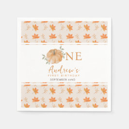 Little Pumpkin Autumn Löv faller första födelsedag Pappersservett