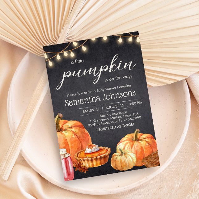 Little Pumpkin Autumn Picnic Baby Shower Inbjudningar (Pumpkin Fall Baby Shower Invitation)