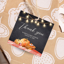 Little Pumpkin Autumn Picnic Baby Shower Square Gåvor Etiketter