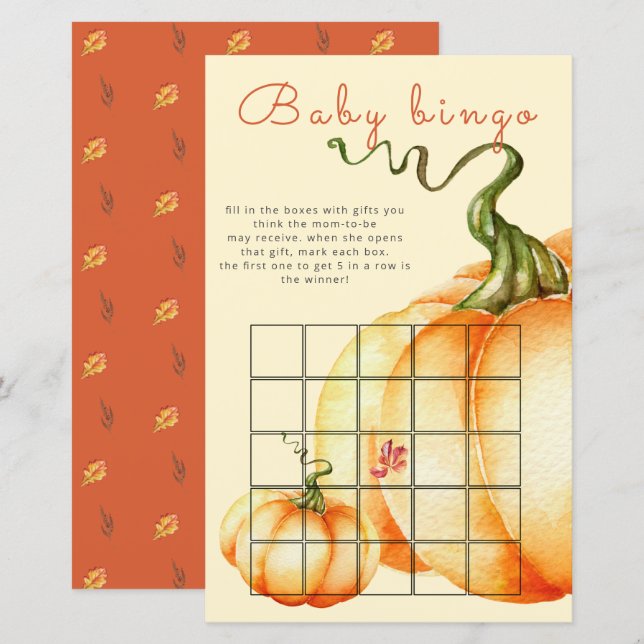 Little Pumpkin baby bingo-match (Fram/baksida)