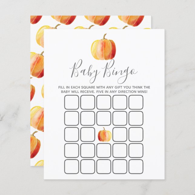 Little Pumpkin Baby Shower Bingo (Fram/baksida)