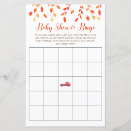 Little Pumpkin Baby Shower Bingo Red Lastbil Fall