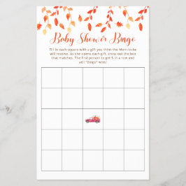 Little Pumpkin Baby Shower Bingo Red Lastbil Fall Flygblad