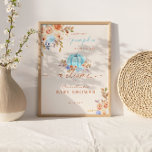Little Pumpkin Baby Shower Blue Boy Välkommen Poster<br><div class="desc">Kylblått och pastelldusch välkomstskylt "En söt liten pumpa är på väg" med vattenfärgspumpa och blomsterdesign.</div>