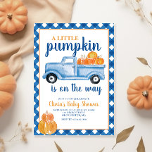 Little Pumpkin Baby Shower Blue lastbil Fall