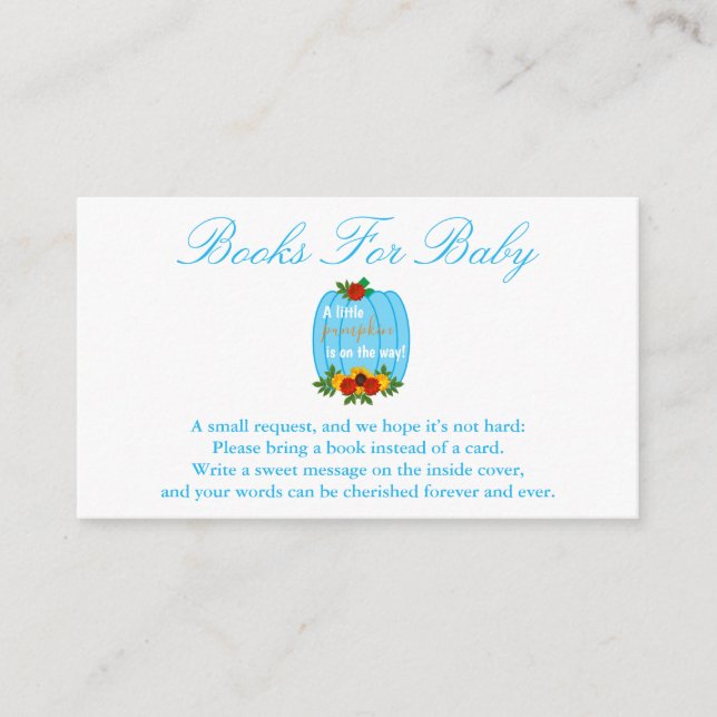 Little Pumpkin Baby Shower Bokar för Baby Tilläggskort (Framsida)