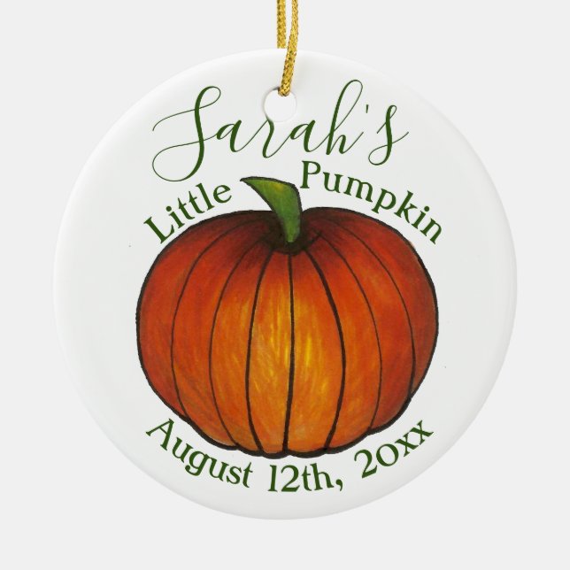 Little Pumpkin Baby Shower Christing Autumn Fall Julgransprydnad Keramik (Framsidan)