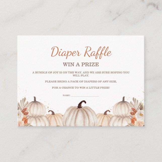 Little Pumpkin Baby Shower Diaper Raffle Ticket Tilläggskort (Framsida)