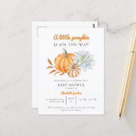 Little Pumpkin Baby Shower Elegant Simple Modern I Vykort