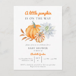 Little Pumpkin Baby Shower Elegant Simple Modern I Vykort