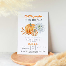 Little Pumpkin Baby Shower Elegant Simple Modern Inbjudningar
