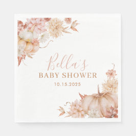 Little Pumpkin Baby Shower Fall Rosa Blommigt Pappersservett