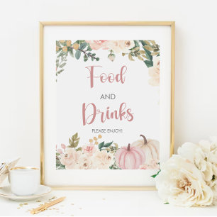 Little Pumpkin Baby Shower Food and Drinks Sign Poster
