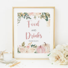 Little Pumpkin Baby Shower Food and Drinks Sign Poster