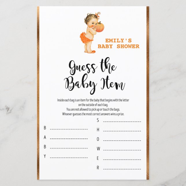 Little Pumpkin Baby Shower Game PRINTED (Framsida)