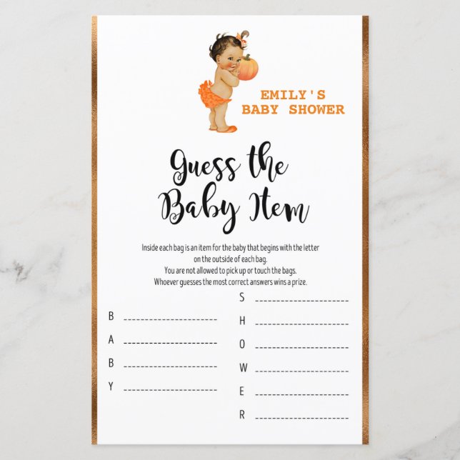 Little Pumpkin Baby Shower Game PRINTED (Framsida)