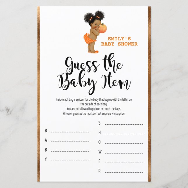 Little Pumpkin Baby Shower Game PRINTED (Framsida)