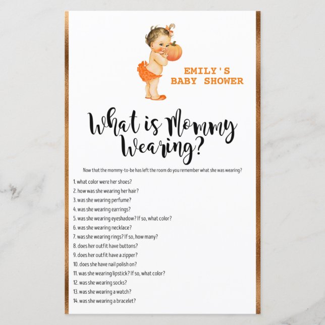 Little Pumpkin Baby Shower Game PRINTED (Framsida)