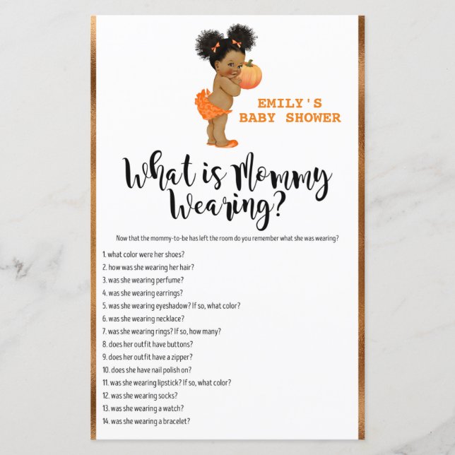 Little Pumpkin Baby Shower Game PRINTED (Framsida)