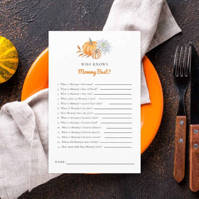 Little Pumpkin Baby Shower Game som känner Mamma (Skapare uppladdad)