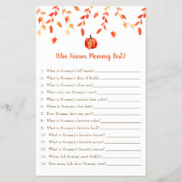 Little Pumpkin Baby Shower Game som känner Mamma Flygblad