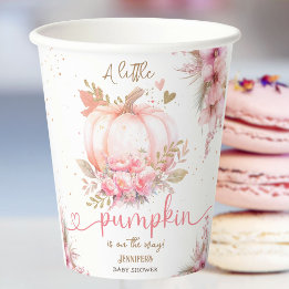 Little Pumpkin Baby Shower Girl Rosa Fall Höst