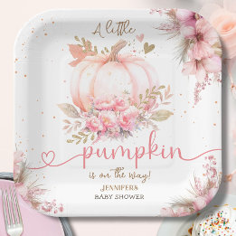 Little Pumpkin Baby Shower Girl Rosa Fall Höst