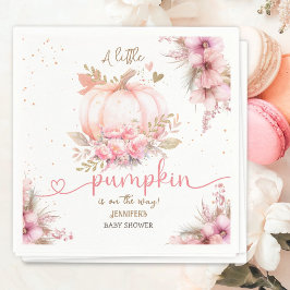 Little Pumpkin Baby Shower Girl Rosa Fall Papper Pappersservett