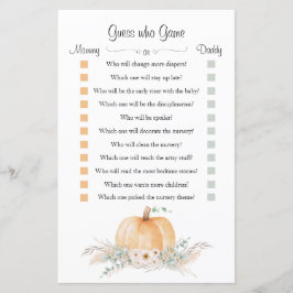 Little Pumpkin Baby Shower "Gissa WHO Game" Game
