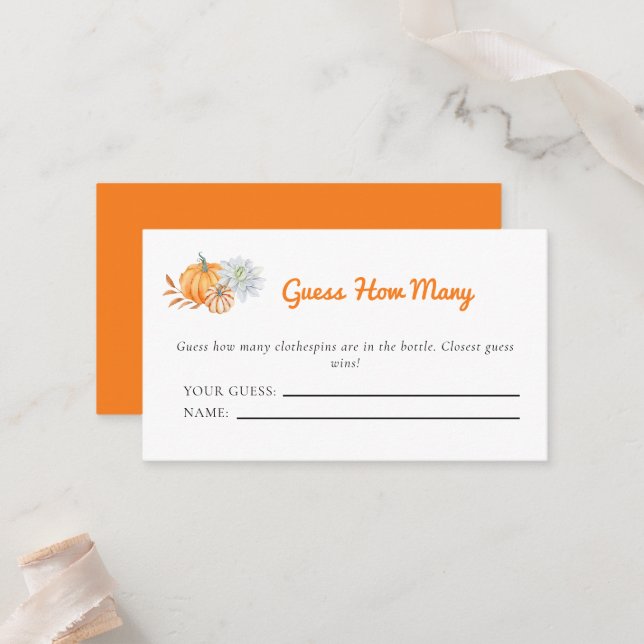 Little Pumpkin Baby Shower gissar hur många spel Placeringskort (Fram/Back In Situ)