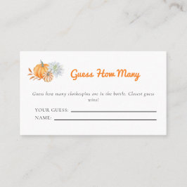 Little Pumpkin Baby Shower gissar hur många spel Placeringskort