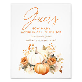 Little Pumpkin Baby Shower Guessing Game Sign Fototryck
