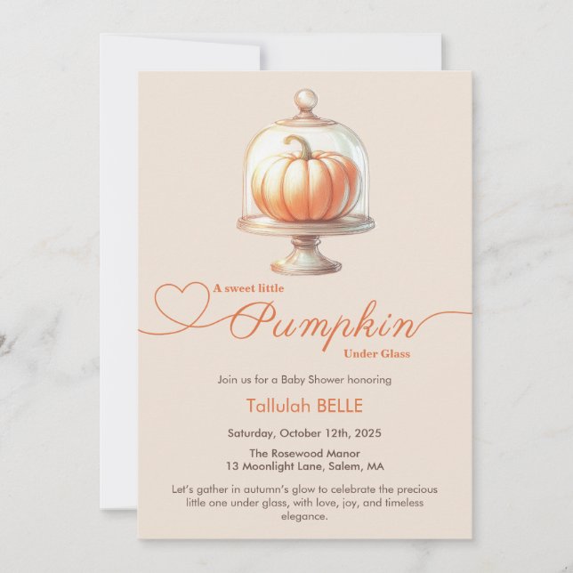 Little Pumpkin Baby Shower - Hösthöstens Chic Inbjudningar (Framsida)