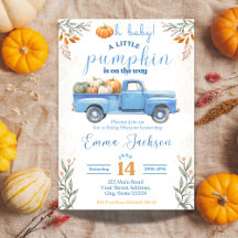 Little Pumpkin Baby Shower-inbjudan Blue Lastbil