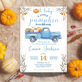 Little Pumpkin Baby Shower-inbjudan Blue Lastbil Inbjudningar
