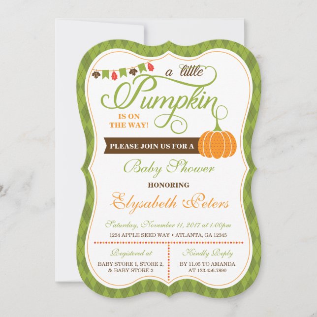 Little Pumpkin Baby Shower-inbjudan, Fall Inbjudningar (Framsida)