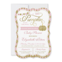 Little Pumpkin Baby Shower-inbjudan, Faux Guld