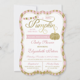Little Pumpkin Baby Shower-inbjudan, Faux Guld Inbjudningar
