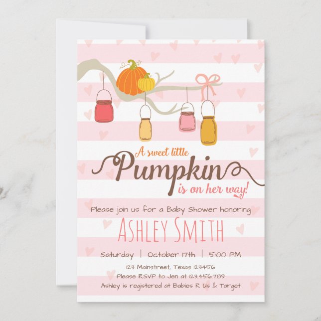 Little Pumpkin Baby Shower-inbjudan Mason Burk Inbjudningar (Framsida)
