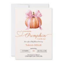 Little Pumpkin Baby Shower-inbjudan - Rosa Bow
