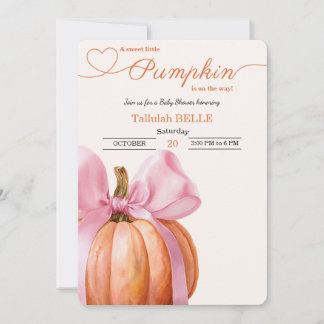 Little Pumpkin Baby Shower-inbjudan - Rosa Bow Inbjudningar
