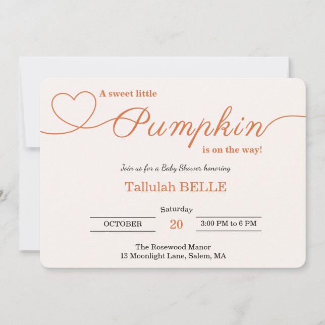 Little Pumpkin Baby Shower-inbjudan - Rosa Bow Inbjudningar (Framsida)